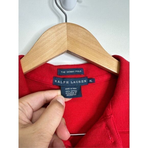 Polo Ralph Lauren The Skinny Polo Mens Short Sleeve Red Logo Size XL - Picture 8 of 9